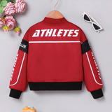 BLACK RED ZIP UP BOMBER JACKET WITH BLACK SKIRT LIGHT WEIGHT AUTUMN DRESS