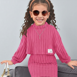 NOVA SOLID KNIT CREW 2 PIECE GIRL DRESS